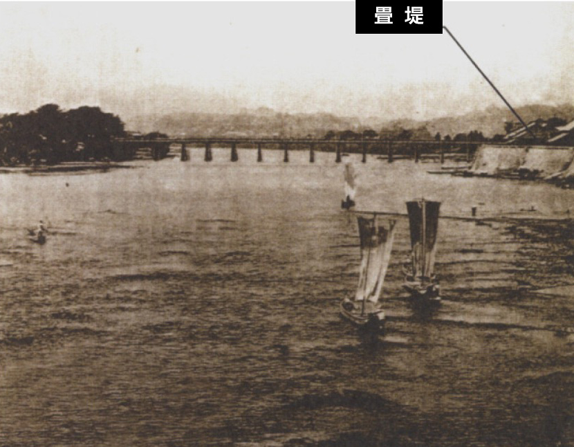 昭和初期の大瀬川畳堤（現在は無し）